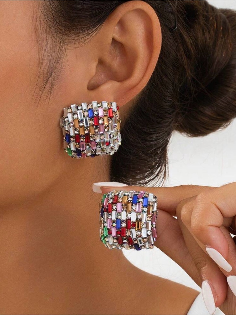 Multicolor Crystal Statement stud Earrings - Women Jewelry
